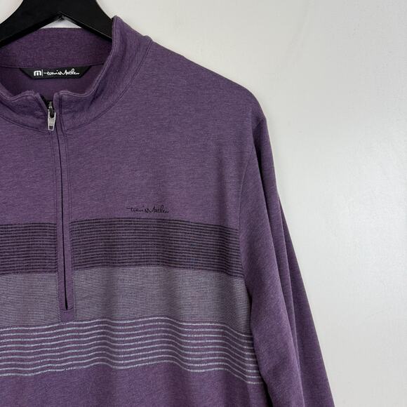 Travis Mathew Mens 1/2 Zip Pioneer Stretch Pullover Sweater Purple - L - Picture 2 of 9